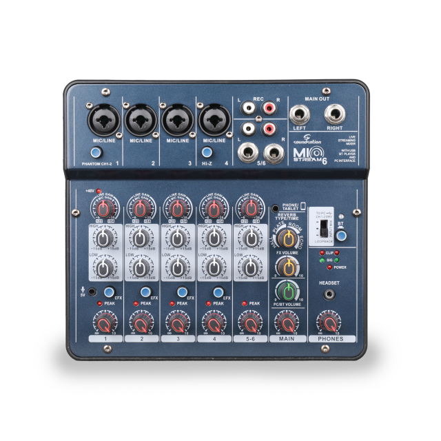 6-Ch Mixer with OTG, Bluetooth and Soundcard