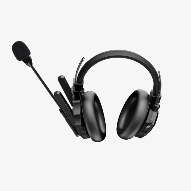 (9x unit, dual-ear) 2-Way Intercom Headset System, 500m Transmission Range, AI Noise-Cancellation and Bluetooth Connection