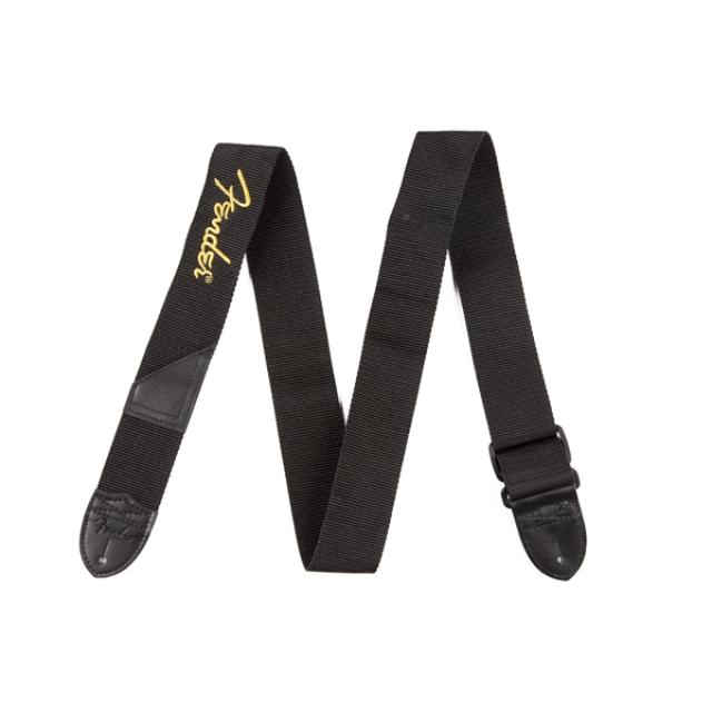 Tracolla in poliestere Black da 2,5 cm con logo Yellow