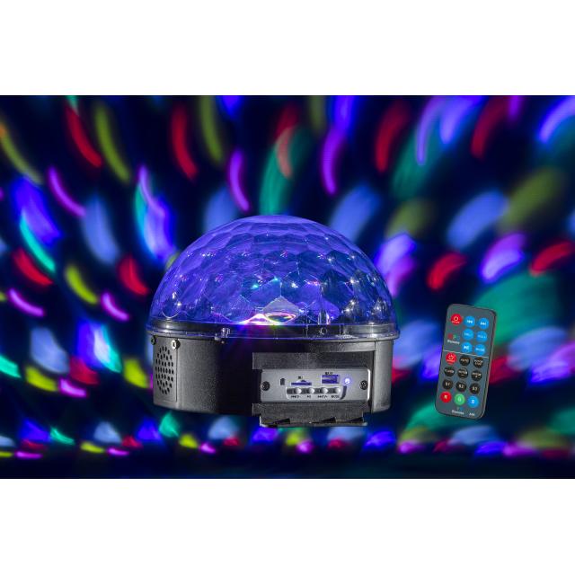 Semi-sfera luminosa con 6 LED da 3W, BT, player MP3 e telecomando
