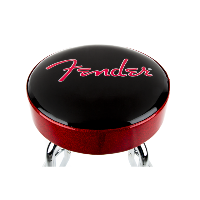 Sgabello da bar con logo nero in rilievo Fender™, nero/rosso, 24"