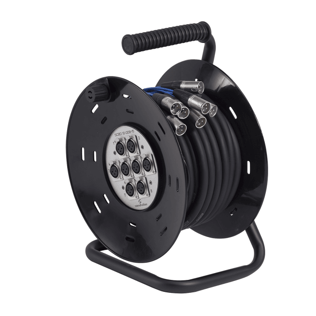 Stage box professionale 8 ingressi con avvolgitore e cavo da 15 metri