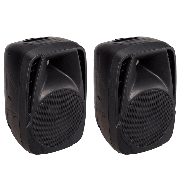 Sistema Pa 2x100W portatile con mixer attivo e due diffusori passivi a 2 vie