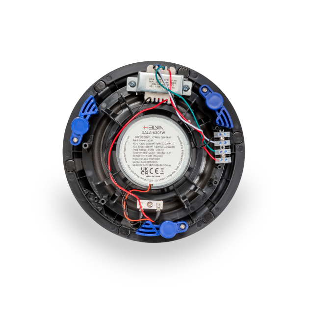 30W 70V/100V 2-Way 6.5” Ceiling Speaker with Frameless Grille, White