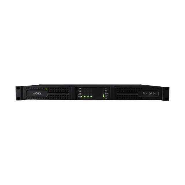 4-channel amplifier, 800 W into 2 Ω, 1 rack unit, compatible with Lo-Z loads and 70/100 V distributed lines.