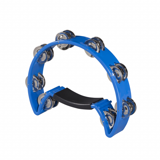 ABS half moon tambourin featuring 16 pairs of jingles (Blue)