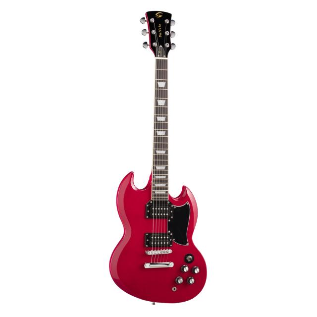 Chitarra elettrica double cutaway con 2 humbucker e manico set-in