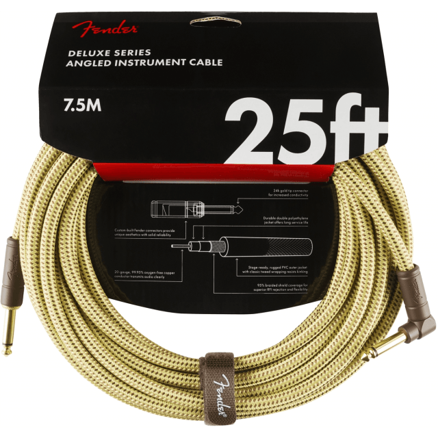 Deluxe Series Instrument Cable Straight/Angle 25' (7,5 m)  Tweed
