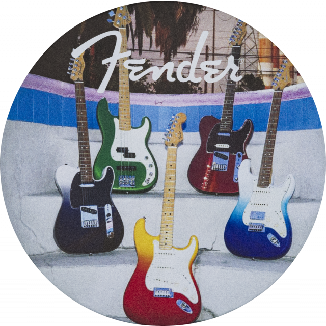 Fender™ Guitars Coasters, 4-Pack, Multi-Color Leather
