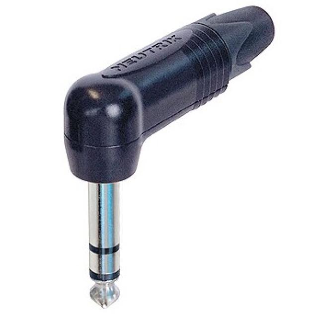 Connettore Jack professionale maschio angolare a 3 poli da 6.3 mm, contatti in nichel, corpo nero