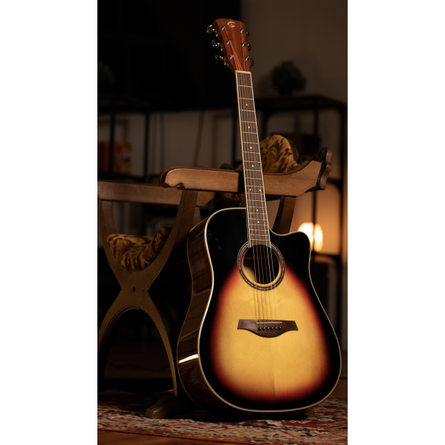 Cutaway acoustic guitar with preamp