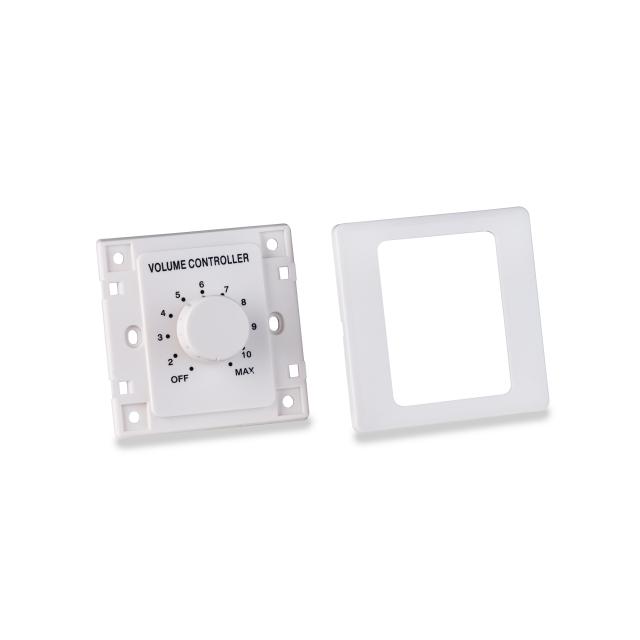 60W Volume attenuator for 70-100V speakers, 11 positions + Off,  with auxiliary line and 24V alarm control