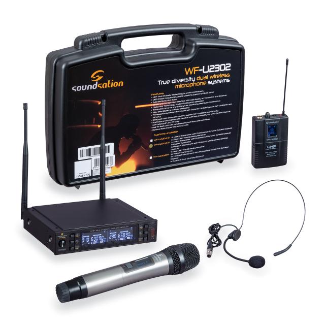 Radiomicrofono True Diversity con 1 Microfono gelato e 1 trasmettitore tascabile più archetto 630-660MHz