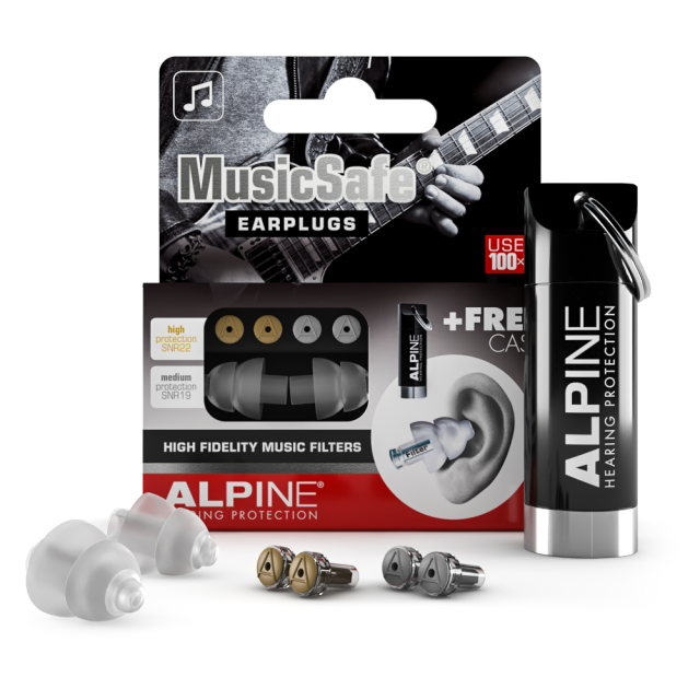Kit auricolari per musicisti uditiva con 2 filtri attenuazione e travelbox