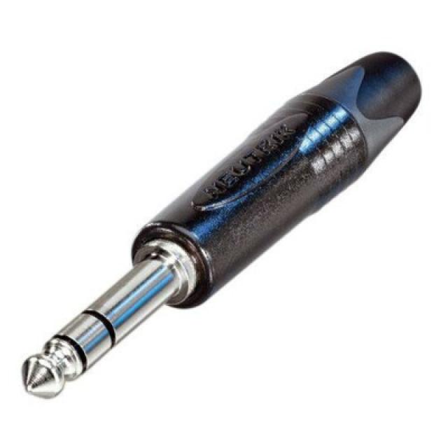 Jack professionale da 6.3 mm, 3 poli, contatti in nichel, corpo nero