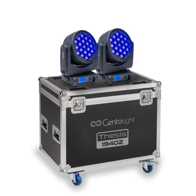 Set 2 teste mobili wash 19x40w con flight case