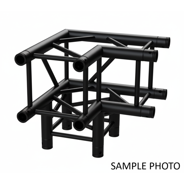 Angolo di Giunzione a 90° a 3 vie con lato da 29 cm per Truss Quadrata Nero (29CBPB)