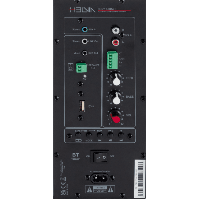 Wall-Mount 2-Way Active+Passive Speaker Set - Black