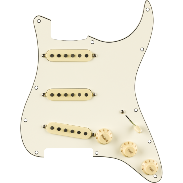 Pre-Wired Strat® Pickguard, Pure Vintage '65 w/RWRP Midde, Parchment 11 Hole PG
