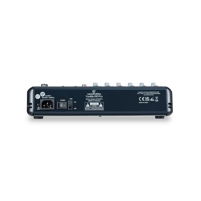 8-Channel Mixing Console with 6 Mono and 1 Stereo Channels, 24-bit 99 Effect, USB/BT, PC Interface