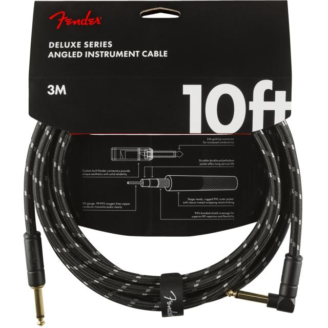 Deluxe Series Instrument Cable Straight/Angle 10' Black Tweed