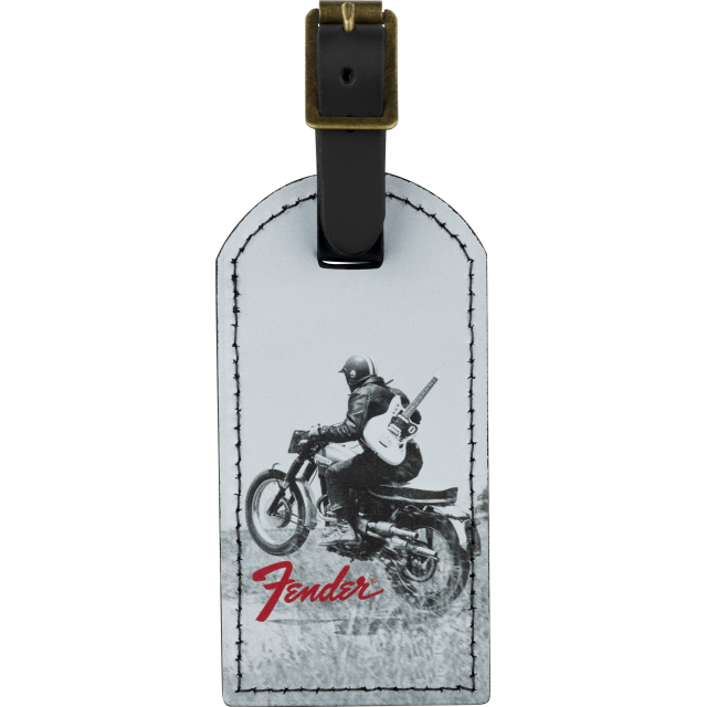 Fender® Vintage Ad Luggage Tag, Motorcycle Rider