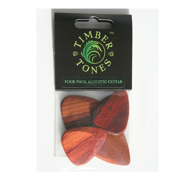 Four Wood Plectrums Pack for acoustic guitar
