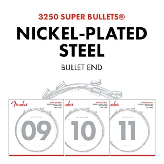 Super Bullet® Strings, Nickel Plated Steel, Bullet End, 3250L Gauges .009-.042, (6)