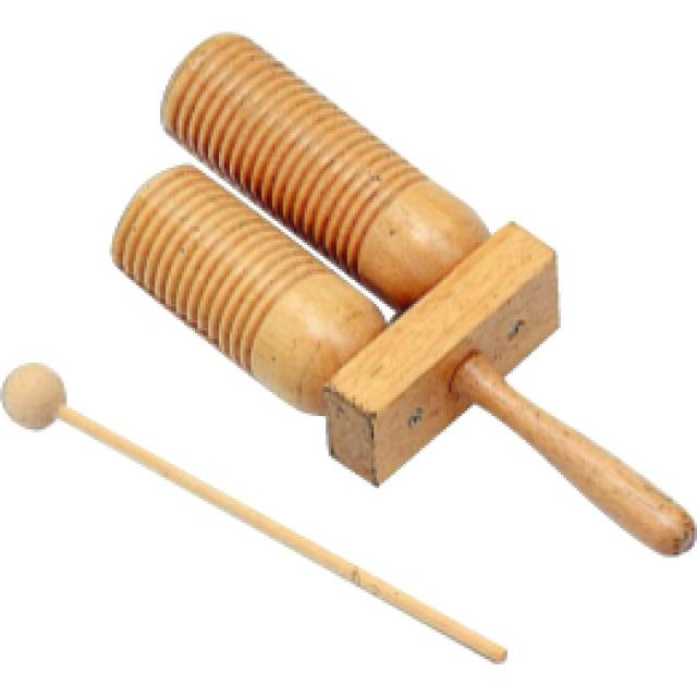 Double Wood Guiro Tone Block with beater