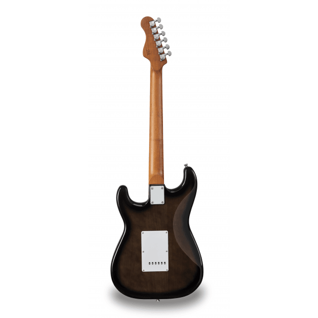 Double cutaway electric guitar with 2 single coils + splittable humbucker and self-locking tuners (Wilkinson equipped, roasted maple neck+fretboard, flamed top)