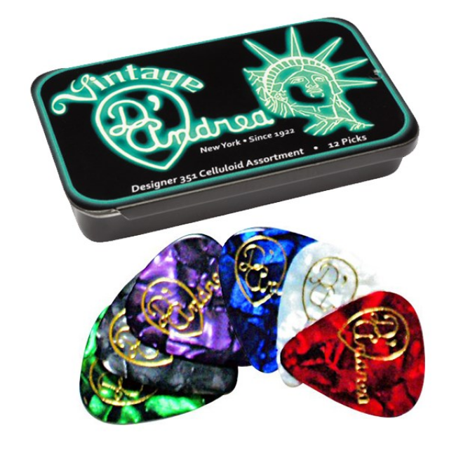 12 plettri Designer Heavy in scatola di metallo