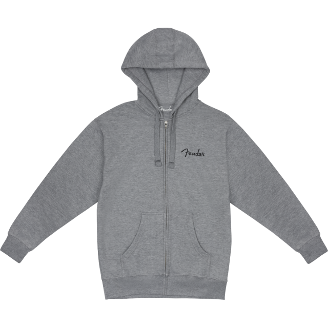 Fender® Spaghetti Small Logo Zip Front Hoodie, Athletic Gray, L