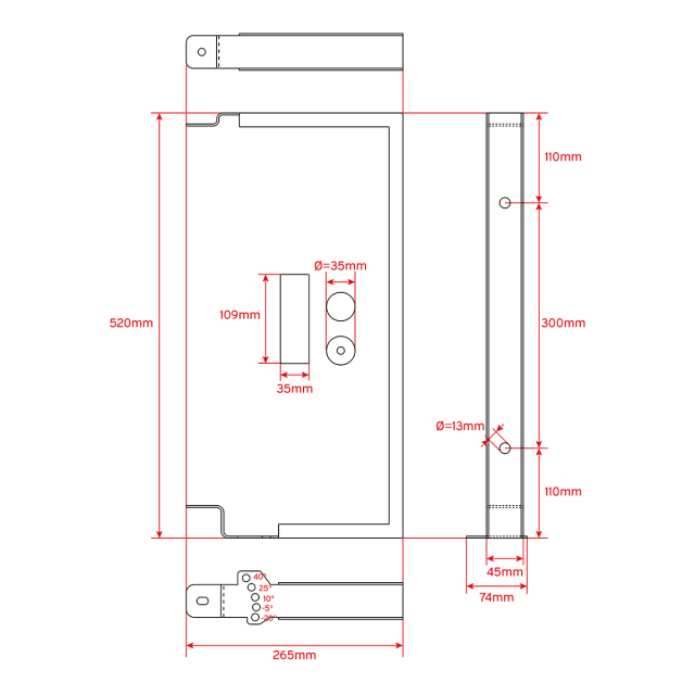 Wall-Mount Bracket for ESTRO 8P and HYPER TOP 8 Active/Passive