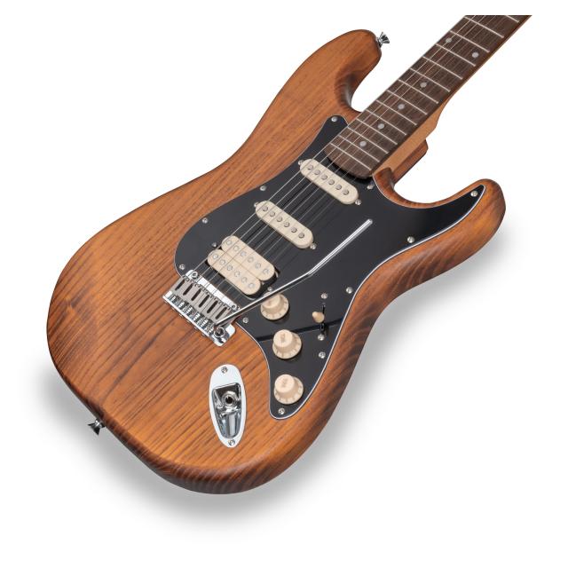 Double cutaway electric guitar with 2 single coils + splittable humbucker (nitro finish)
