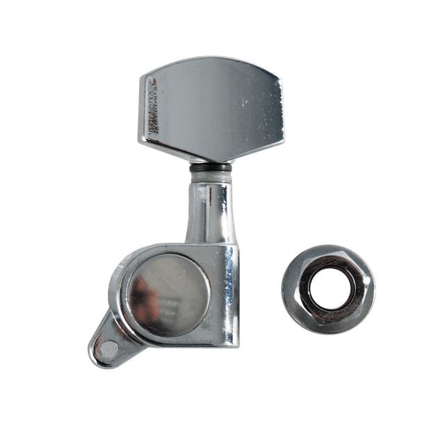 Chromed machine head set for electric guitar (L3 R3) - Small button