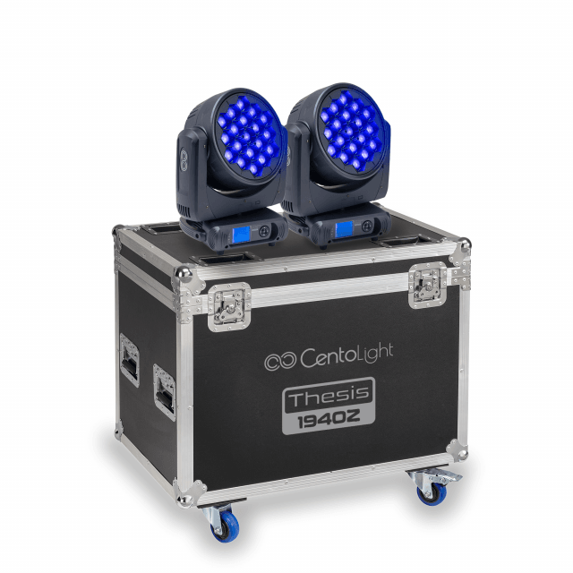 Set of 2 19x40w wash moving heads with flight case