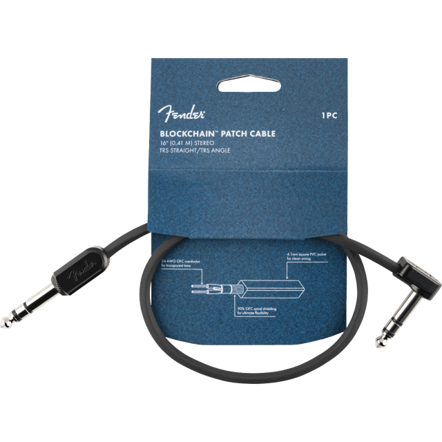 Blockchain 16" Patch Cable, Stereo TRS, Straight/Angle