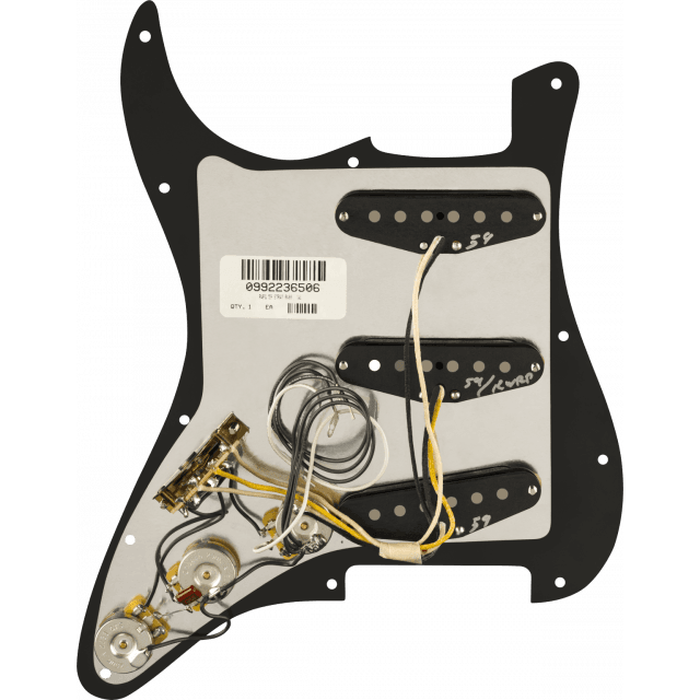 Pre-Wired Strat® Pickguard, Pure Vintage '59 w/RWRP Midde, Black 11 Hole