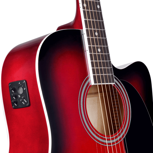 Chitarra acustica dreadnought cutaway elettrificata con top in abete