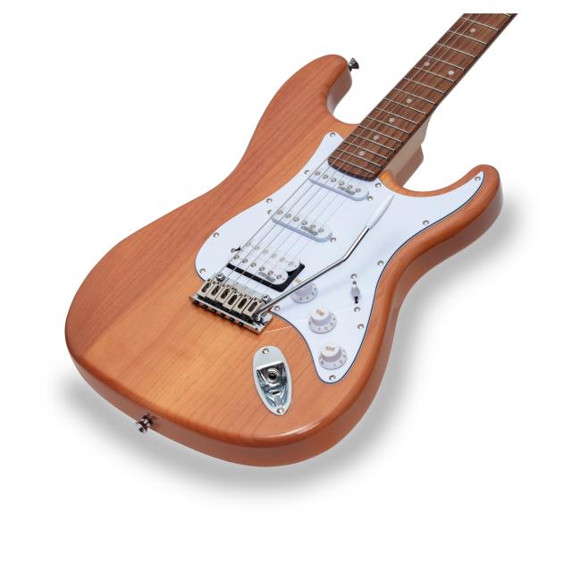 Chitarra elettrica double cutaway con 2 single coil + humbucker splittabile e meccaniche autobloccanti (equipaggiata Wilkinson)