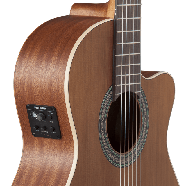 Studio cutaway classic guitar in Nature finish w/Fishman preamp