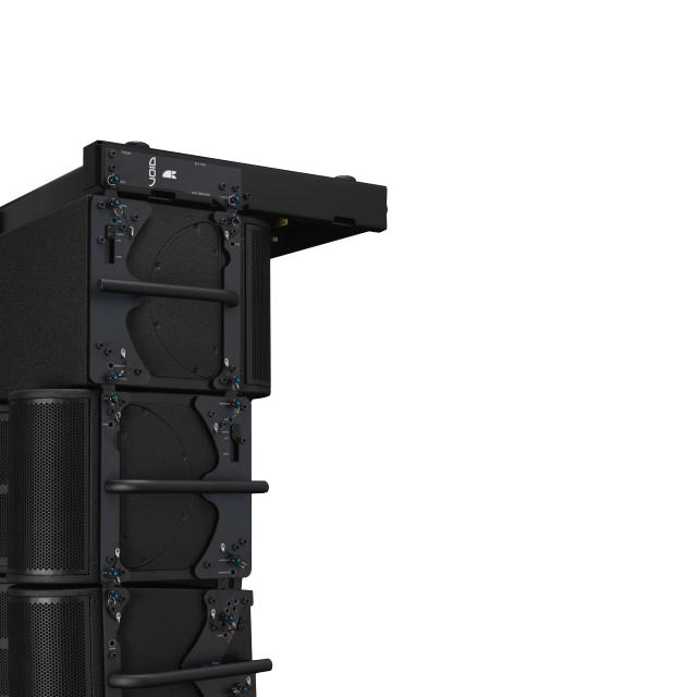 Two-way active, three-way acoustic line array module with dual 8” horn-loaded drivers