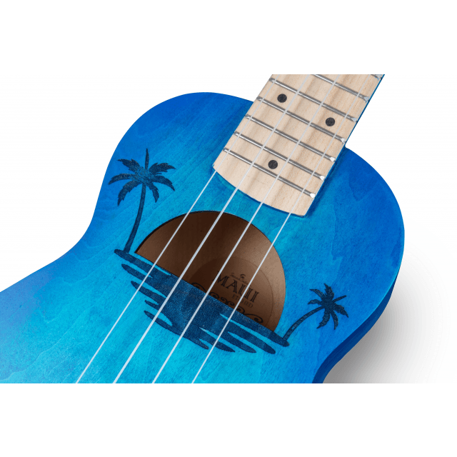 Soprano ukulele with inlaid drawing and bag