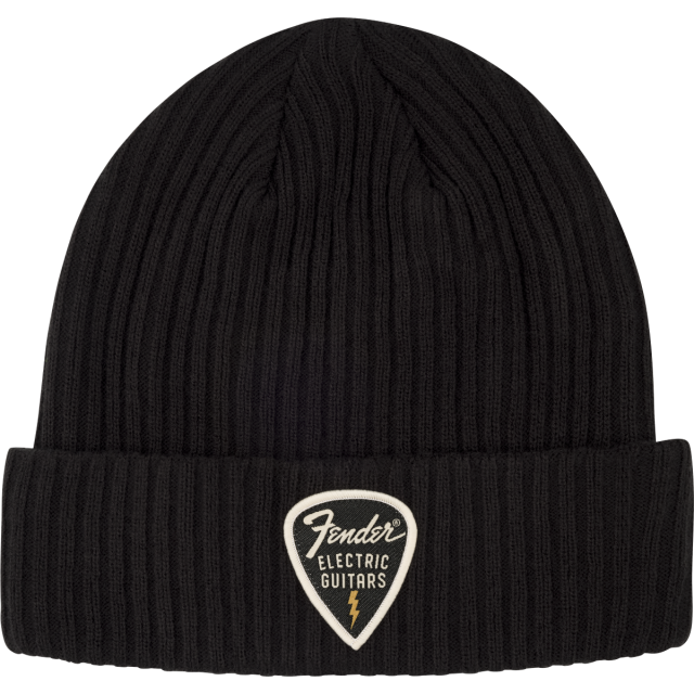 Fender® Pick Patch Ribbed Beanie, Black