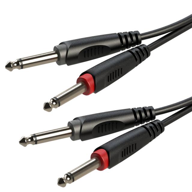 Cavo adattatore 2x6.3mm Jack maschio MONO - 2x6.3mm Jack maschio MONO / 6mt