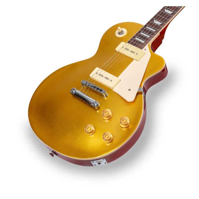 Chitarra elettrica cutaway arch top con humbucker stile P-90 e manico set-in