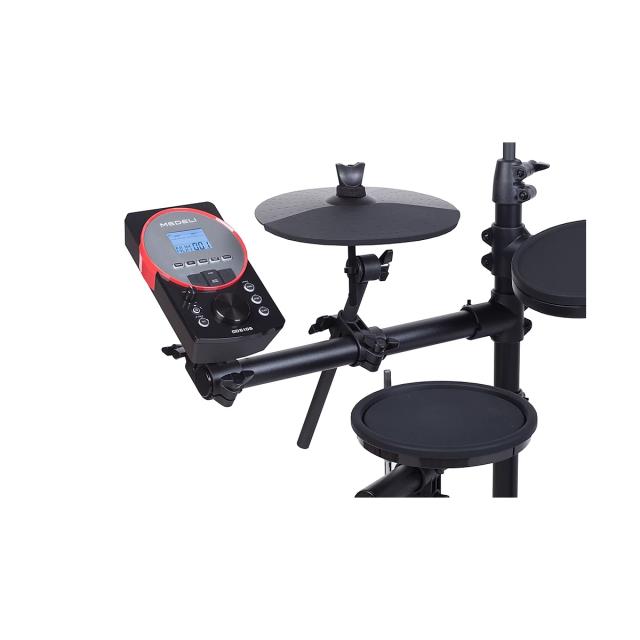 Compact, foldable Electronic Drum Set with elegant design and 10" 2-Zone Snare Pad and expandability to 2 Crash and 4 Tom.
