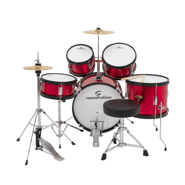 Drum Set 5 pcs junior metallic red