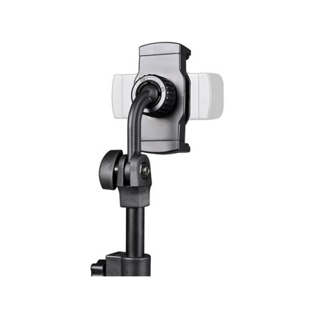 Tabletop webcast stand for microphone and smartphone