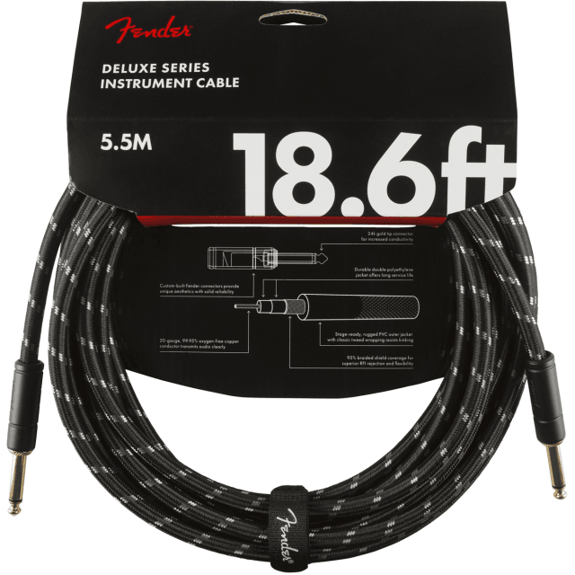 Deluxe Series Instrument Cable Straight/Straight 18.6' (5,5 m)  Black Tweed